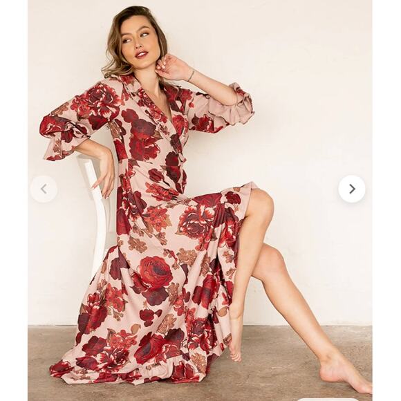 Joyfolio Madelynn Dress in Blush Rose Print Size Small SOLD-OUT - Picture 8 of 10